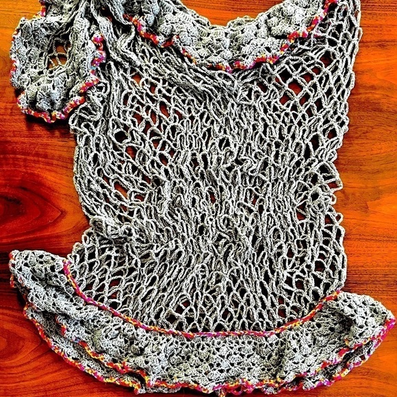 GRAY BIKINI AND SWIM COVER SET WITH MULTI COLORED TASSELS - Picture 8 of 17